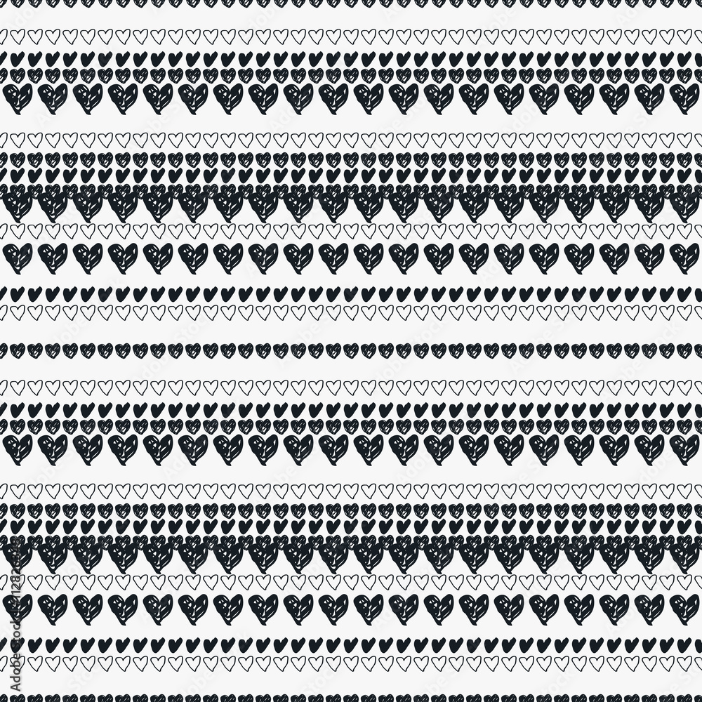 Doodle seamless pattern with hearts Doodle seamless pattern with hearts