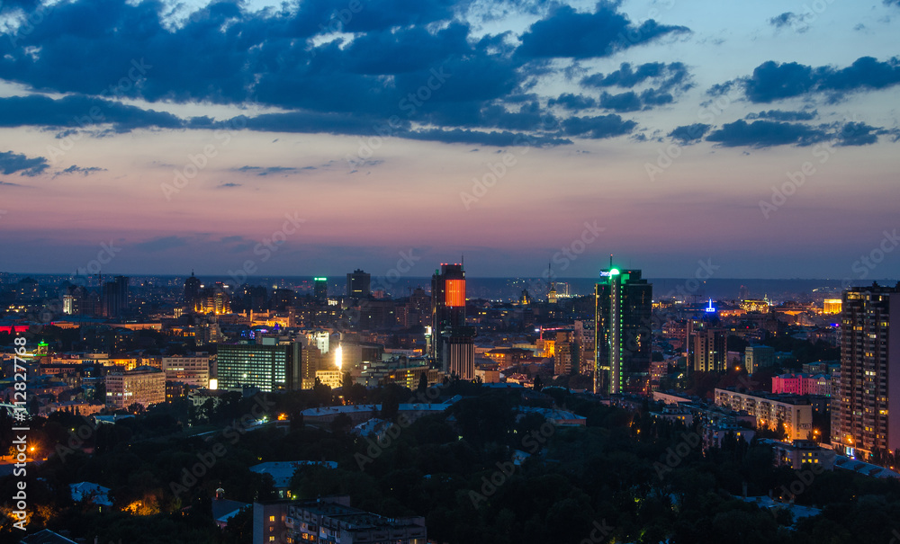 Night Kiev city view