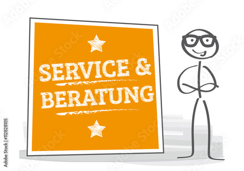 Service und Beratung - Strichmännchen mit Schild