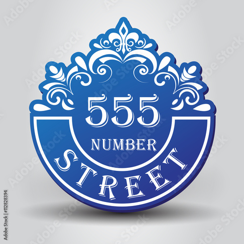 Blue vintage styled house nameplate