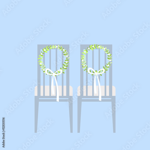Wedding chairs with flowers. Vector illustration