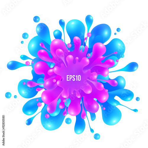 Blue and purple paint splash on white background