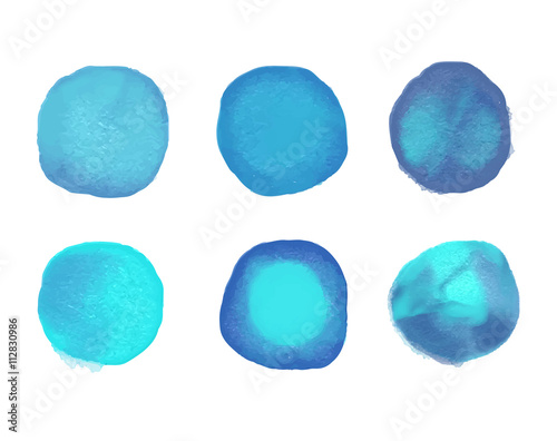 Vector watercolor dots set. Colorful watercolor blots