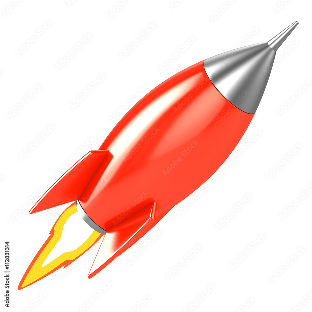 3d red rocket on a white background 3d red rocket on a white background