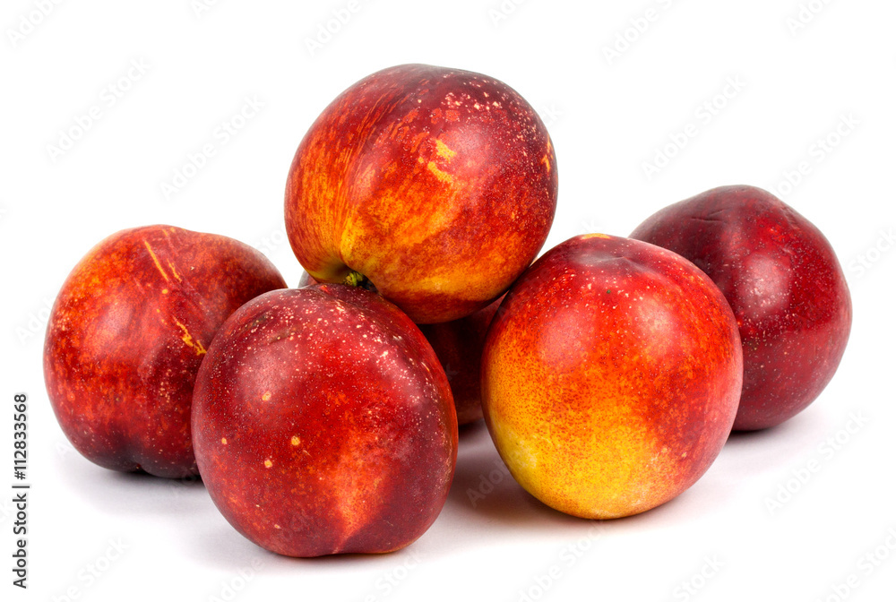 nectarines on a white background