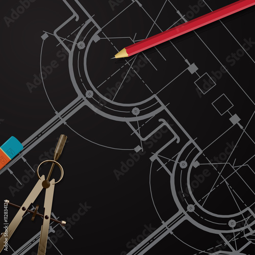 Vector technical blueprint of mechanism © mara_lingstad