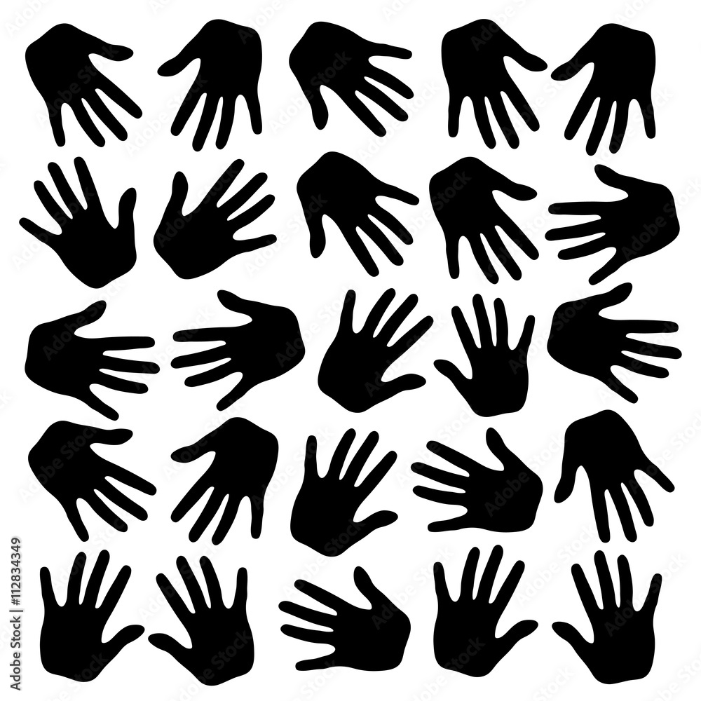 set of vector black human hand prints set of vector black human hand prints