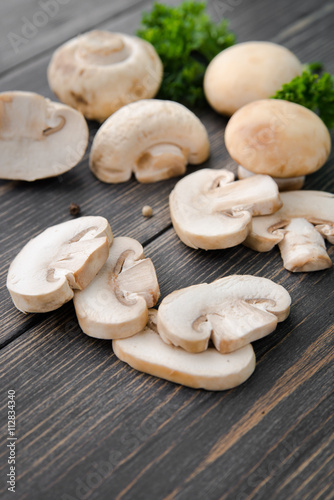 White mushrooms champignons