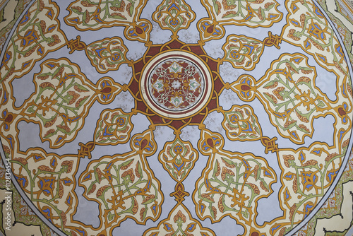 EDIRNE, TURKEY 02.04.2016: Traditional Turkish painting on the dome of the mosque Samii 1437 - 1447