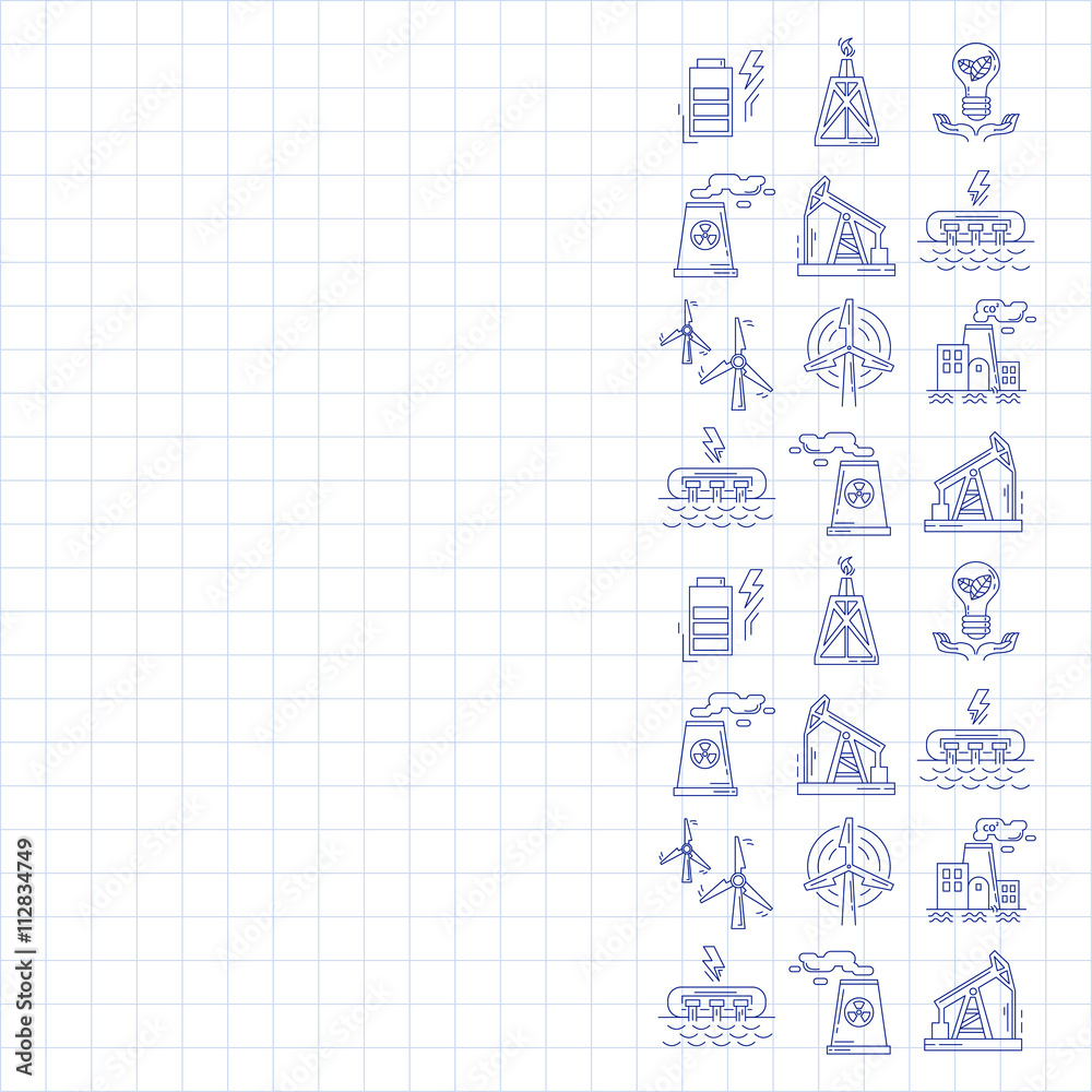 Energy Ecology and Pollution Vector set of icons Energy Ecology and Pollution Vector set of icons