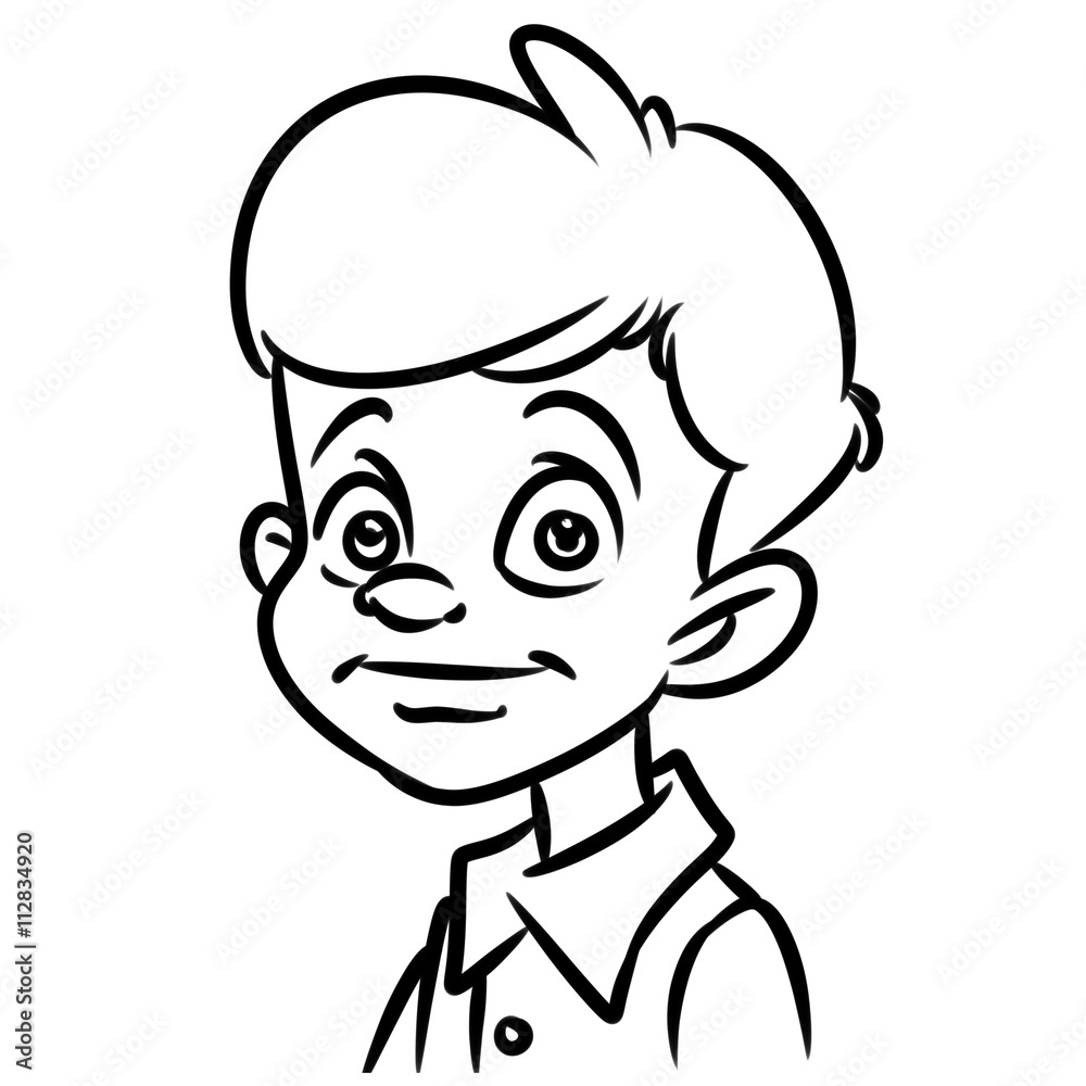 Boy portrait contour cartoon illustration isolated image character
