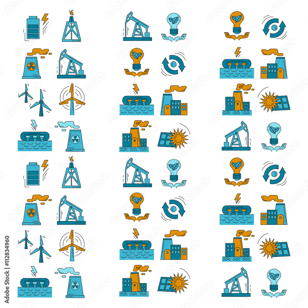 Obraz premium Energy Ecology and Pollution Vector set of icons