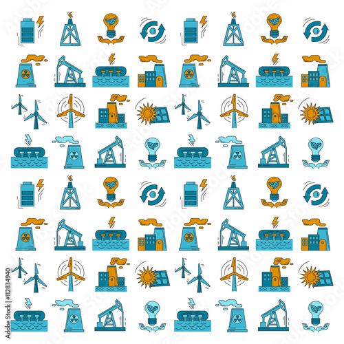Energy Ecology and Pollution Vector set of icons