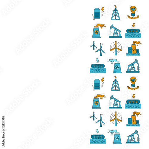 Energy Ecology and Pollution Vector set of icons
