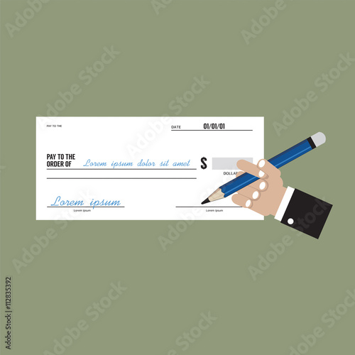 Hand Holding A Pencil With Check Vector Illustration.