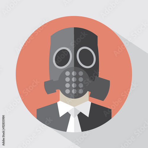 Flat Design Poison Gas Mask Vector Illustration.
