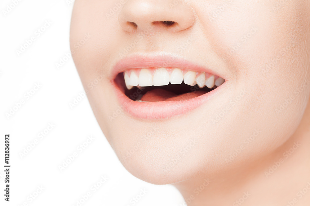 Fototapeta premium Beautiful and healthy woman smile, close-up