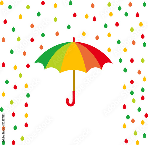 Umbrella and rain drops of color