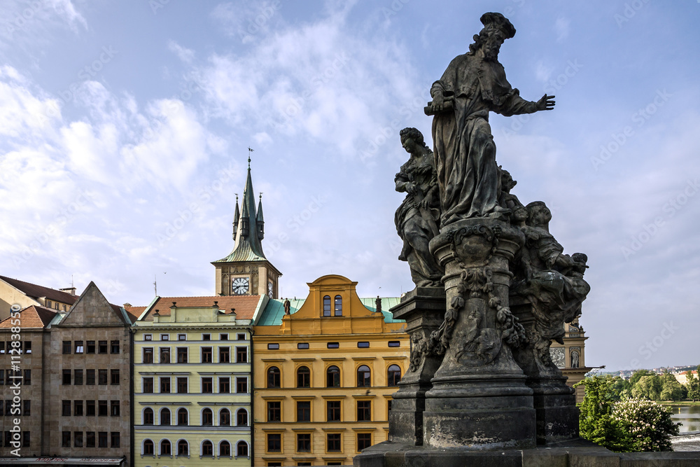 Prague cityscape, Charles bridge, Czech Republic