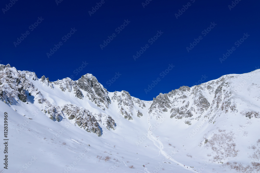Senjojiki cirque at the Central Japan Alps in winter in Nagano, Japan Senjojiki cirque at the Central Japan Alps in winter in Nagano, Japan