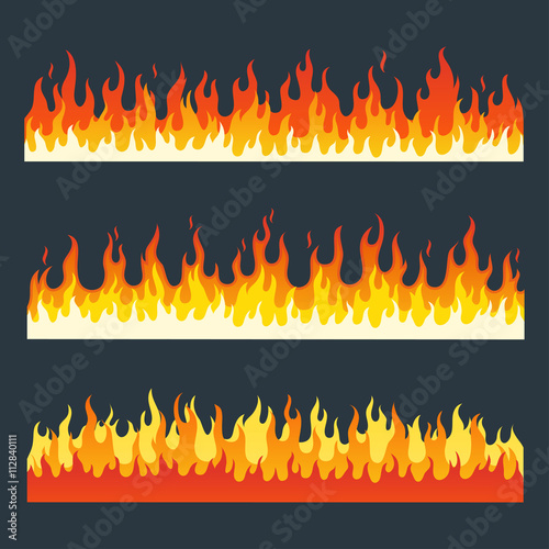 Fire flames vector set