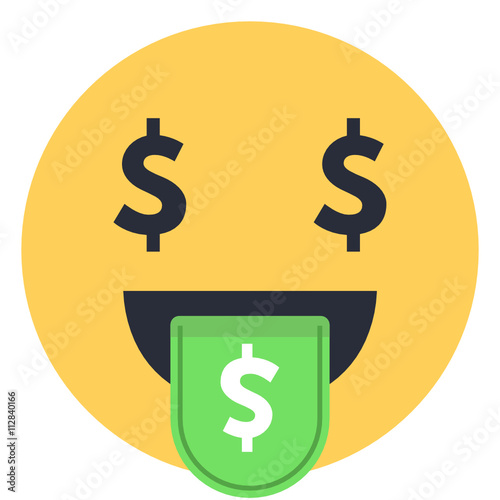 Money-mouth face - Flat Emoticon design | Emojilicious