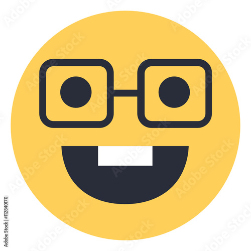 Nerd face - Flat Emoticon design | Emojilicious