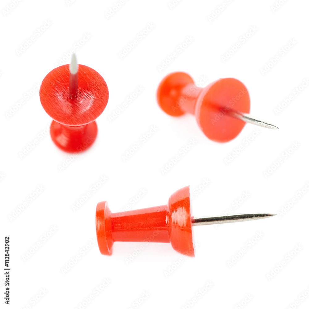 Set of Plastic pin isolated over the white background Set of Plastic pin isolated over the white background