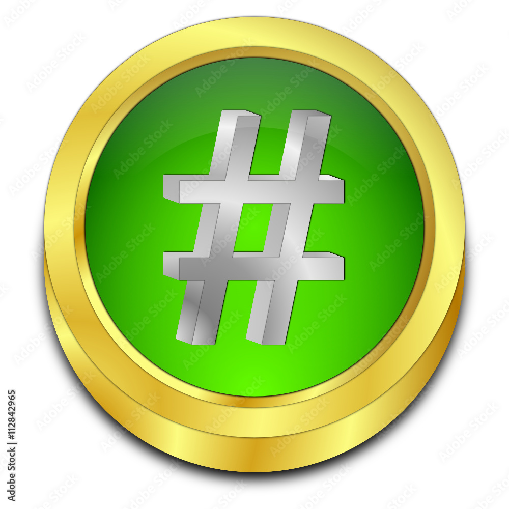 Obraz premium Hashtag Button - 3D illustration