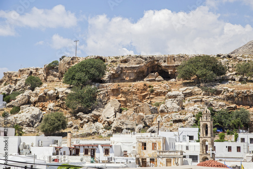 .Город Линдос в Греции на острове Родос