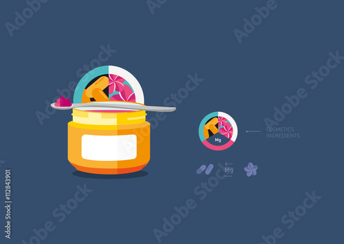 vector illustration packaging cream and its ingredients