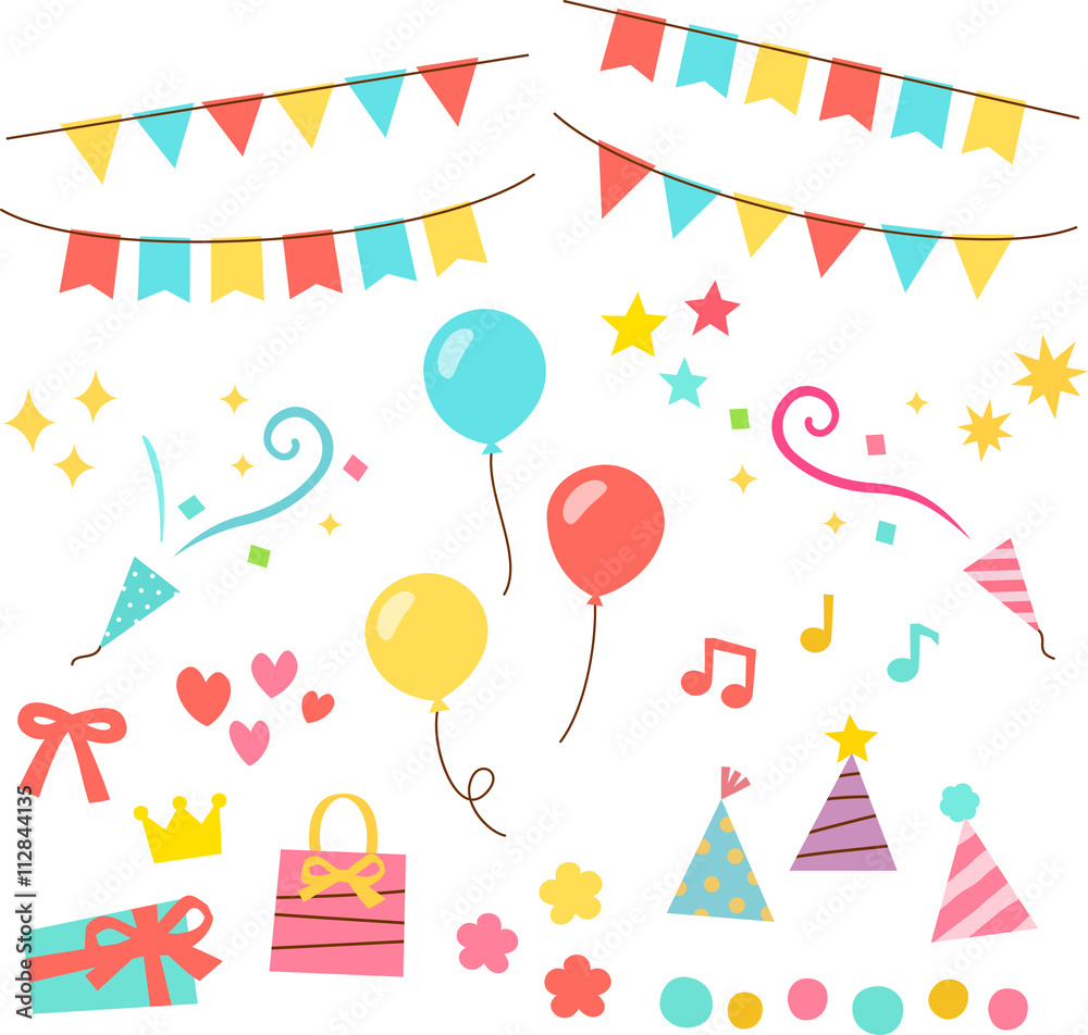 パーティーデコレーションのイラストセット Stock Vector Adobe Stock