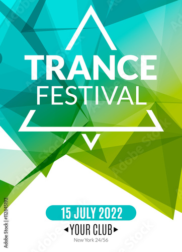 Club electronic trance festival music poster. Musical event DJ flyer. Disco trance sound. Night party