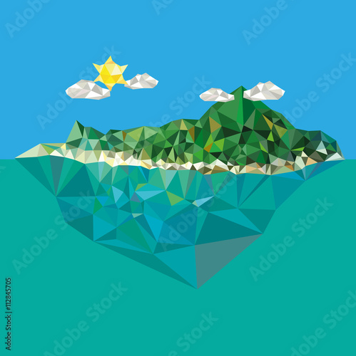 Island with mountain vector low poly style illustration vector