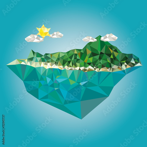 Island with mountain vector low poly style illustration vector