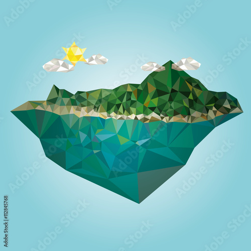 Island with mountain vector low poly style illustration vector