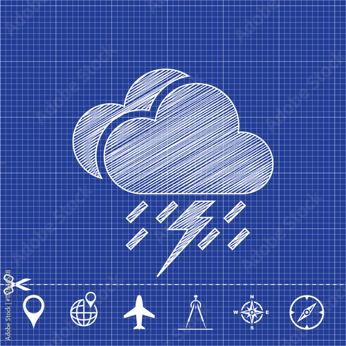 lightning rain cloud meteo icon