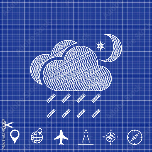 rain cloud moon meteo icon