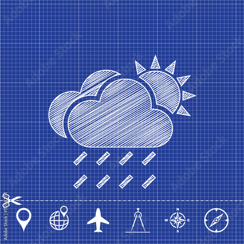 rain cloud sun meteo icon