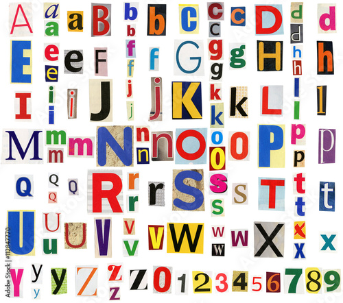 Colorful newspaper alphabet