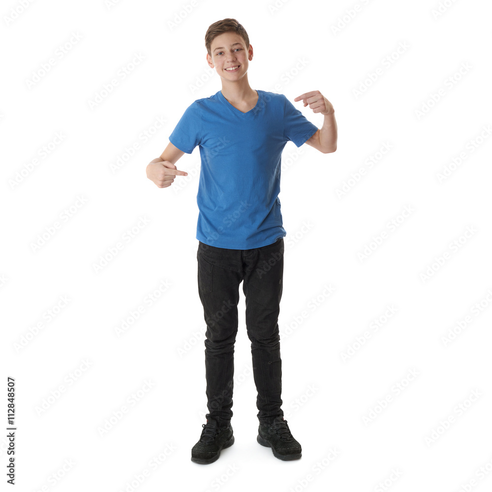 Cute teenager boy over white isolated background Cute teenager boy over white isolated background