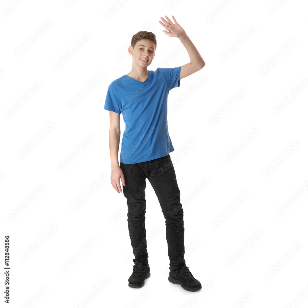Cute teenager boy over white isolated background Cute teenager boy over white isolated background