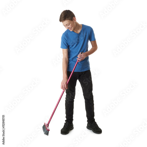 Cute teenager boy over white isolated background