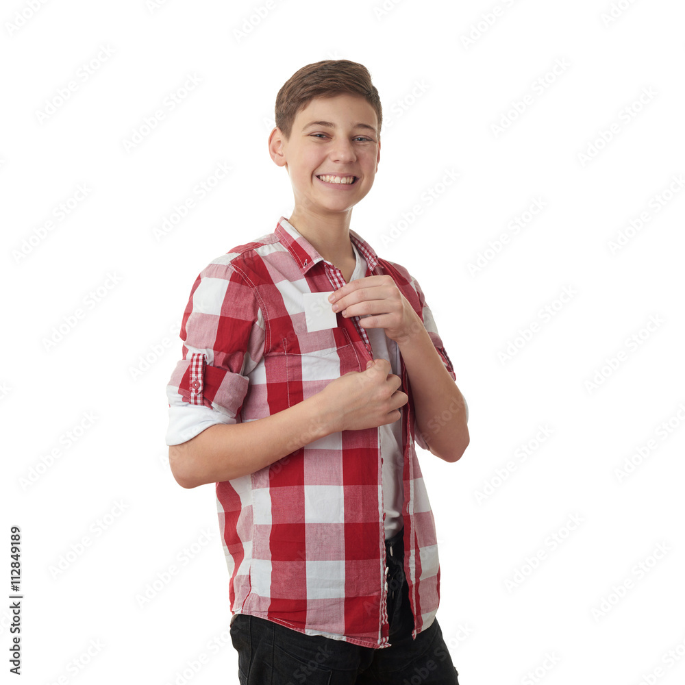 Cute teenager boy over white isolated background Cute teenager boy over white isolated background