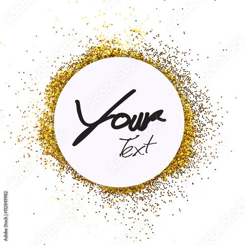 Luxury gold glitter sparkles frame on white