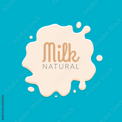 Milk Splashing Isolated on blue background. Milk splatter logo template deisgn for business