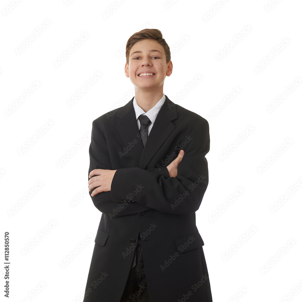 Cute teenager boy over white isolated background Cute teenager boy over white isolated background