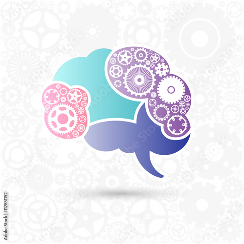 Brain icon with mechanisms. Vector illustration.