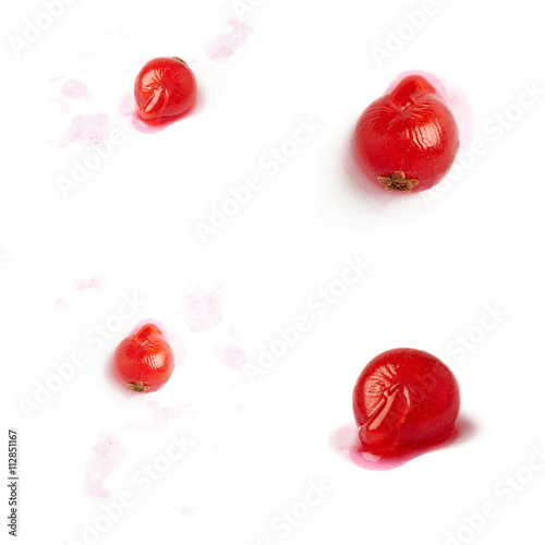 Set of Single Red Currant isolated over white background