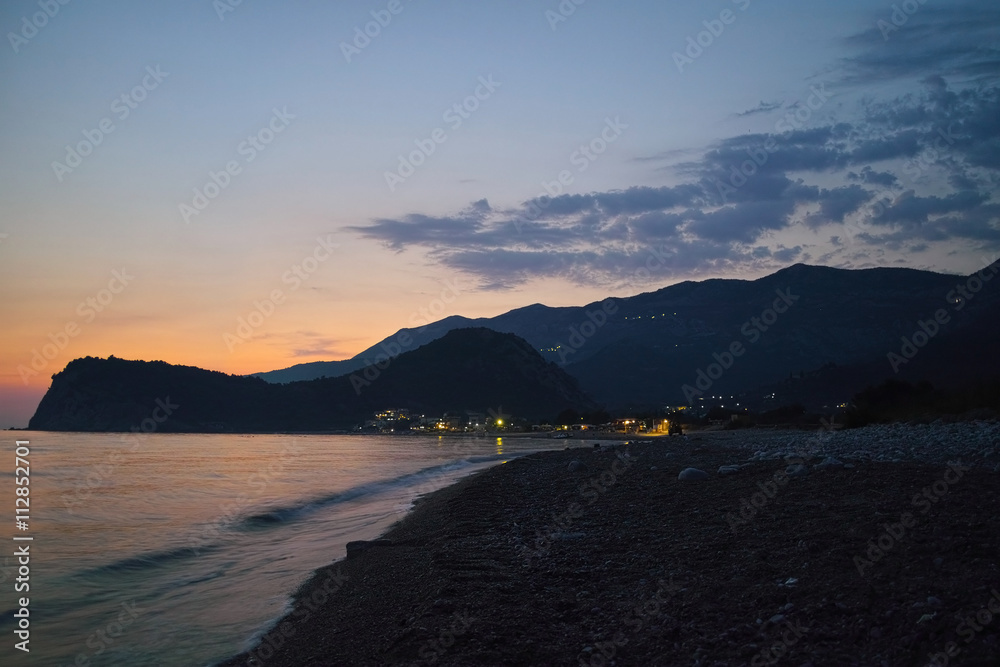 Montenegro sunset on  Mediterranean Sea